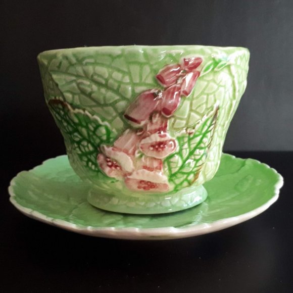 Vintage Carlton ware green Fox glove sugar cup and saucer - Picture 10 of 10